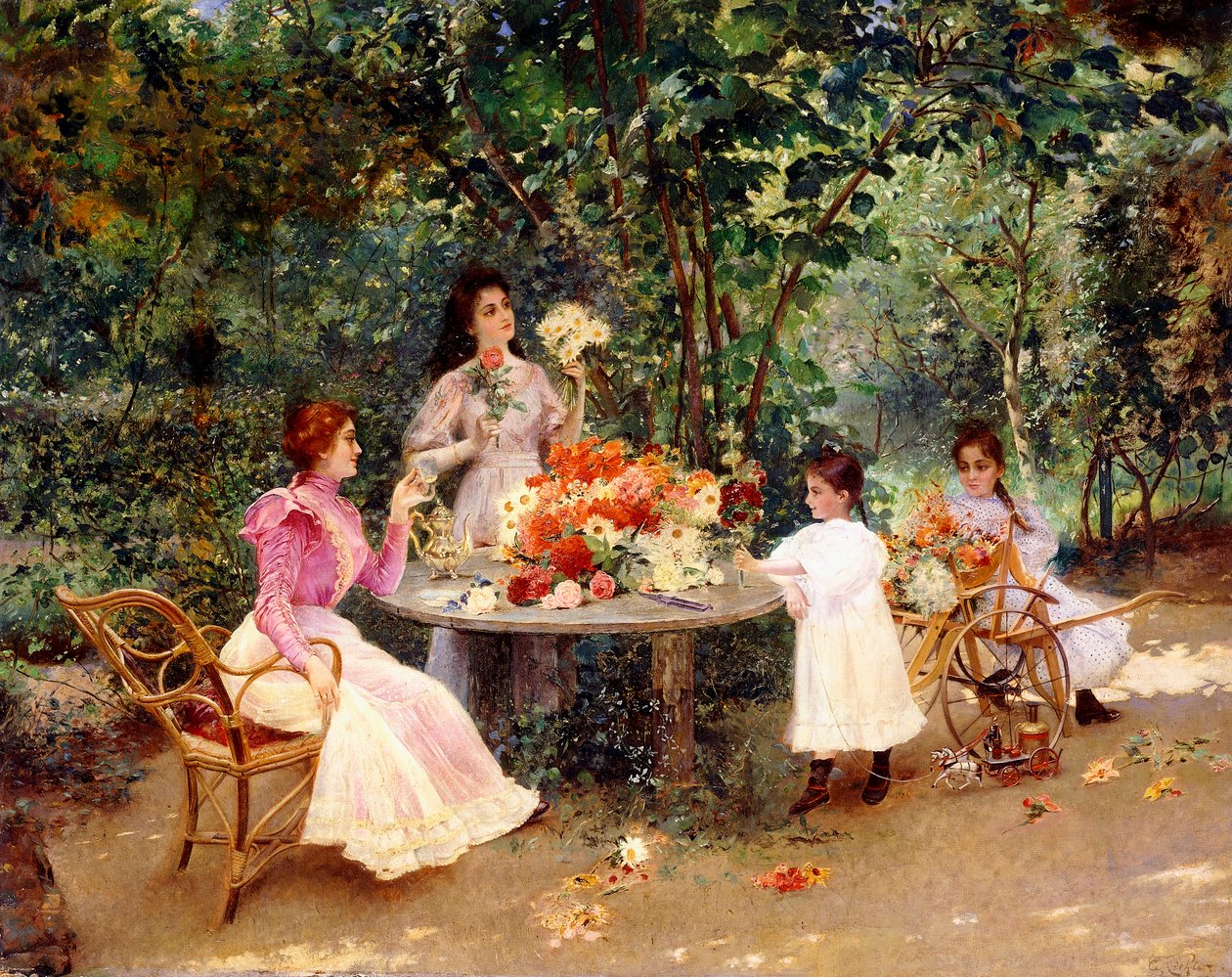 Podwieczorek w Ogrodzie, autorstwa Edouard Frederic Wilhelm Richter