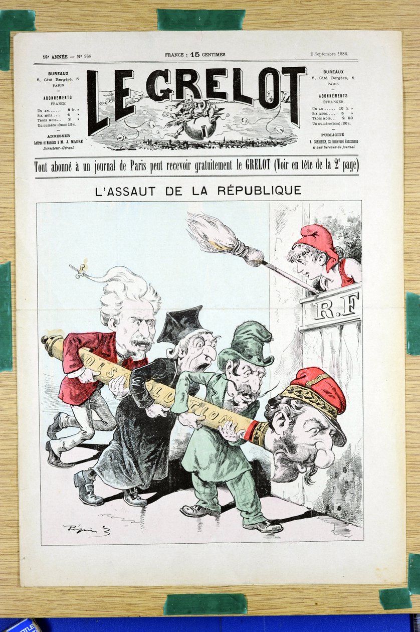 Okładka „”Le Grelot””, numer 908, Satirique en Couleurs autorstwa Edouard Guillaumin Pepin