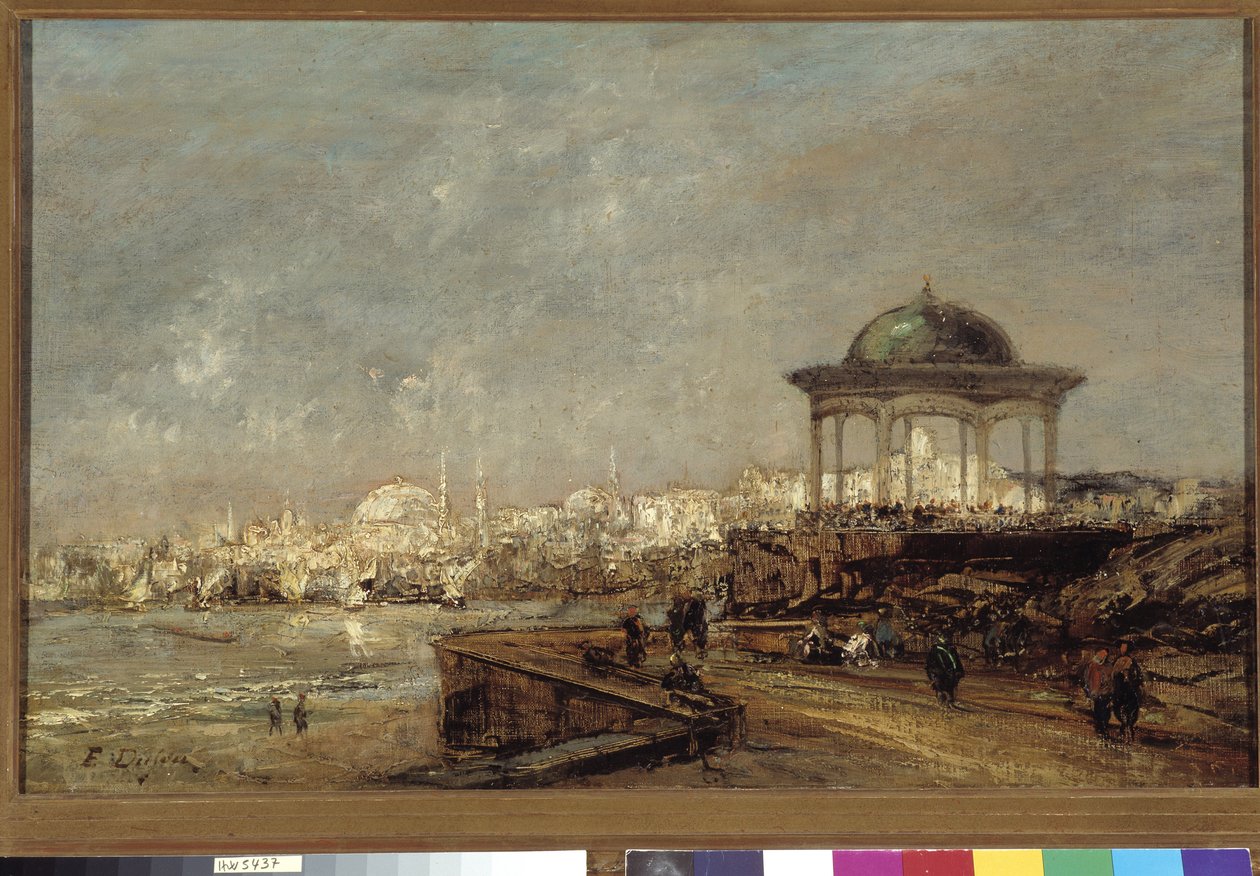 Kiosk w Stambule w Stambule (Konstantynopol) w Turcji Obraz Edouarda Jacquesa Dufeu (1840-1900) Obowiązkowa wzmianka: Collection fondation faith de Provence, Marseille autorstwa Edouard Jacques Dufeu