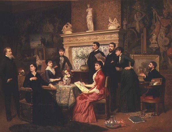 Lekcja malarstwa autorstwa Edouard Jean Conrad Hamman