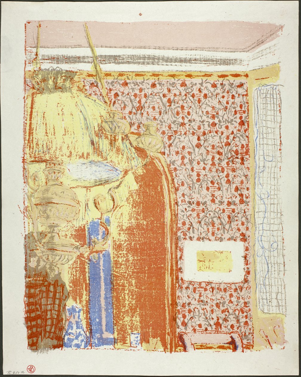 Wnętrze z różową tapetą II, talerz szósty z Pejzaże i wnętrza autorstwa Édouard Jean Vuillard
