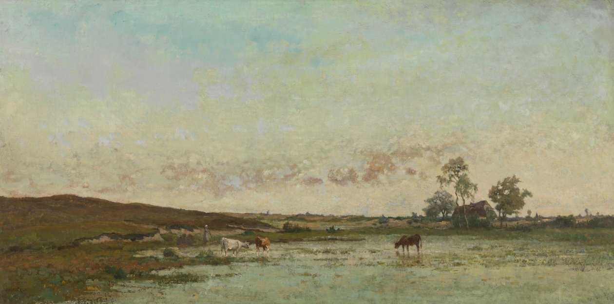 Torfowisko w „Kempen” (olej na płótnie) autorstwa Edouard Jules Joseph Huberti