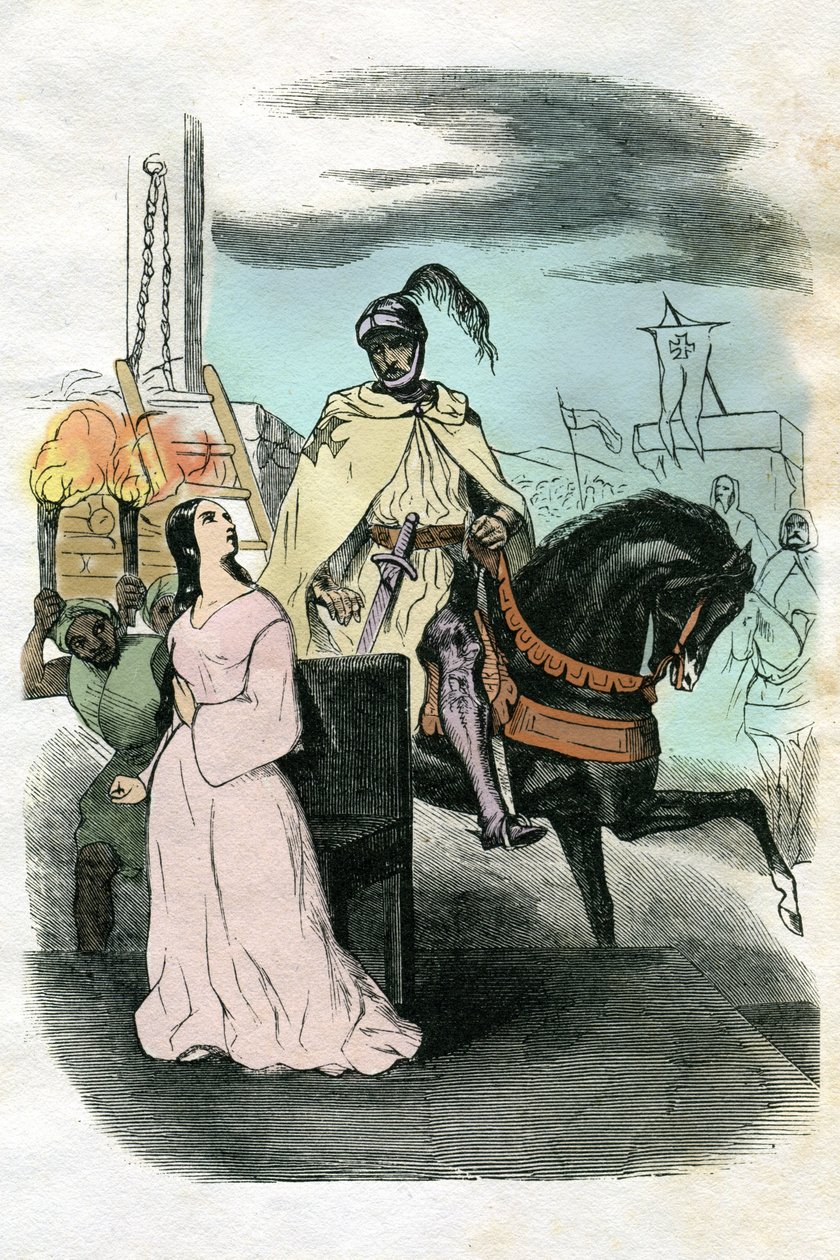 Ilustracja do Ivanhoe (akwaforta) autorstwa Edouard & Lix Theodore (1830-1897) Frere