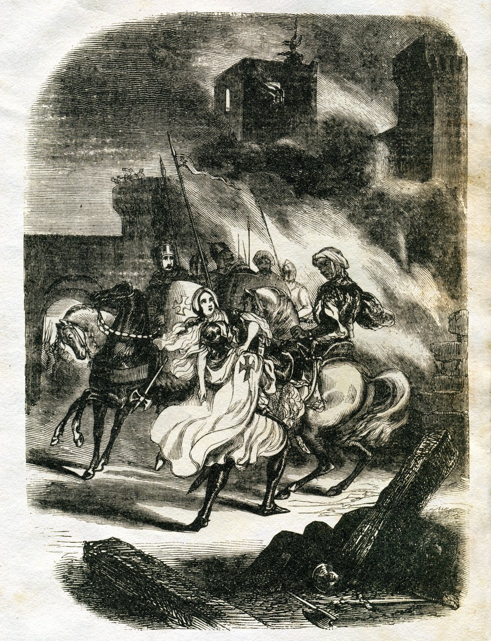 Ilustracja do Ivanhoe (akwaforta) autorstwa Edouard & Lix Theodore (1830-1897) Frere