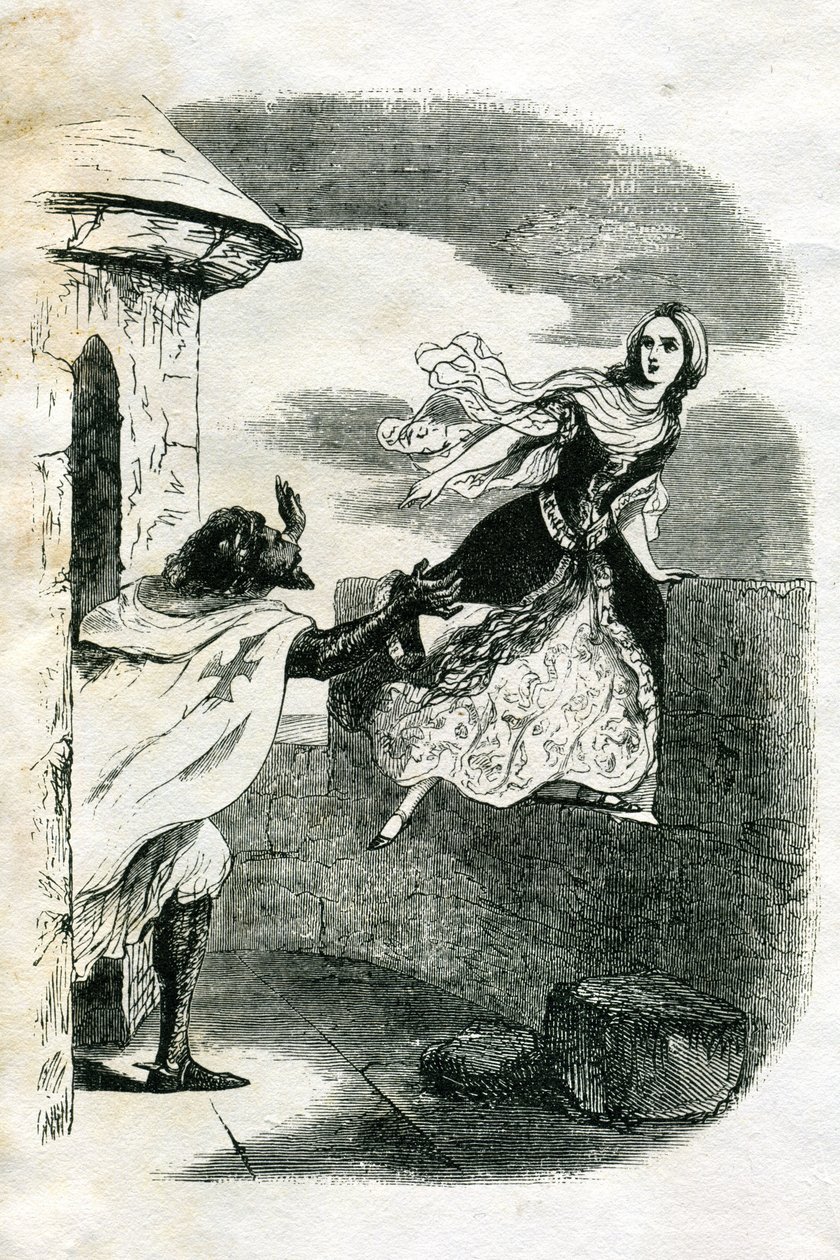Ilustracja do Ivanhoe (akwaforta) autorstwa Edouard & Lix Theodore (1830-1897) Frere