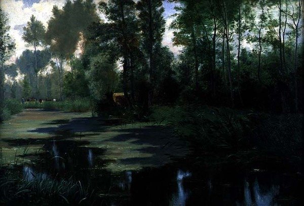 Krajobraz ze stawem autorstwa Edouard Louis Boudier