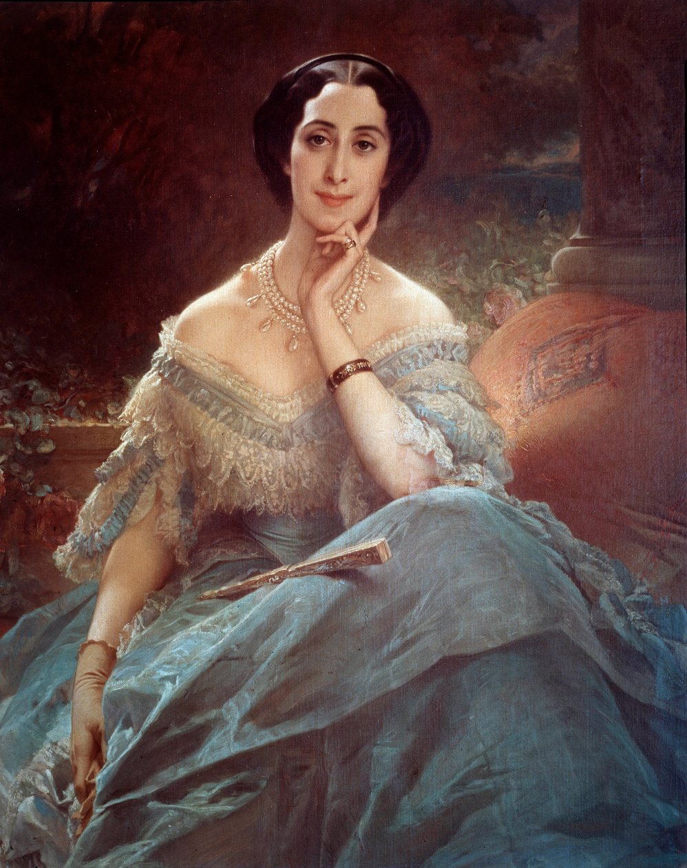 Portret hrabiny Hallez Claparede, pani honorowej cesarzowej Eugenii (1826-1920) Obraz Edouarda Louisa Dubufe (1820-1883) autorstwa Edouard Louis Dubufe