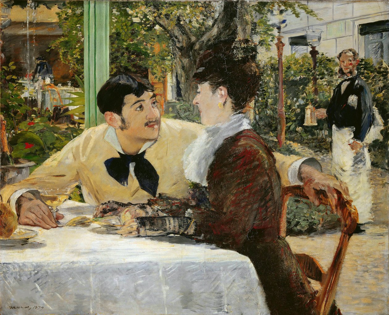 W restauracji Père Lathuille Chez le Père Lathuille, na zewnątrz, 1879. autorstwa Édouard Manet
