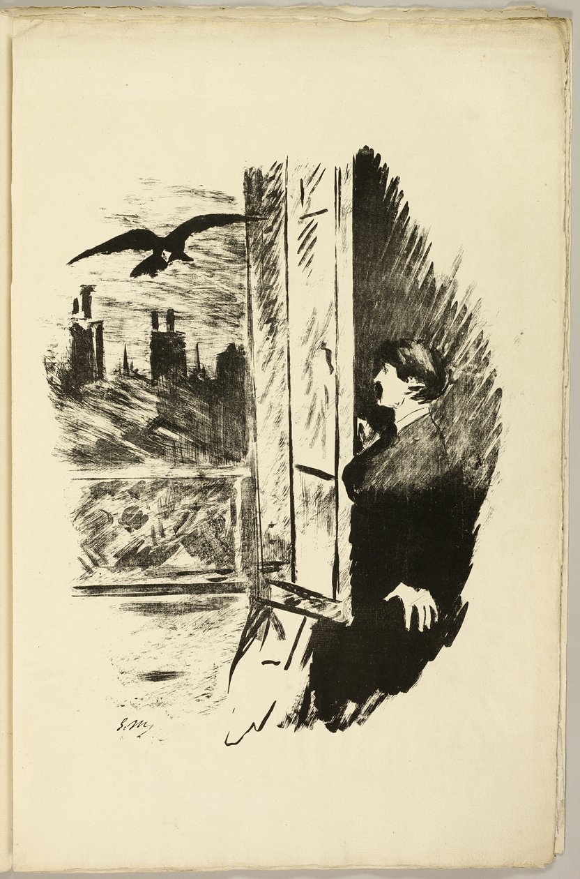 Przy oknie ("Otwórz tutaj, rzuciłem okiennicę..."), z filmu Kruk (Le Corbeau) autorstwa Édouard Manet