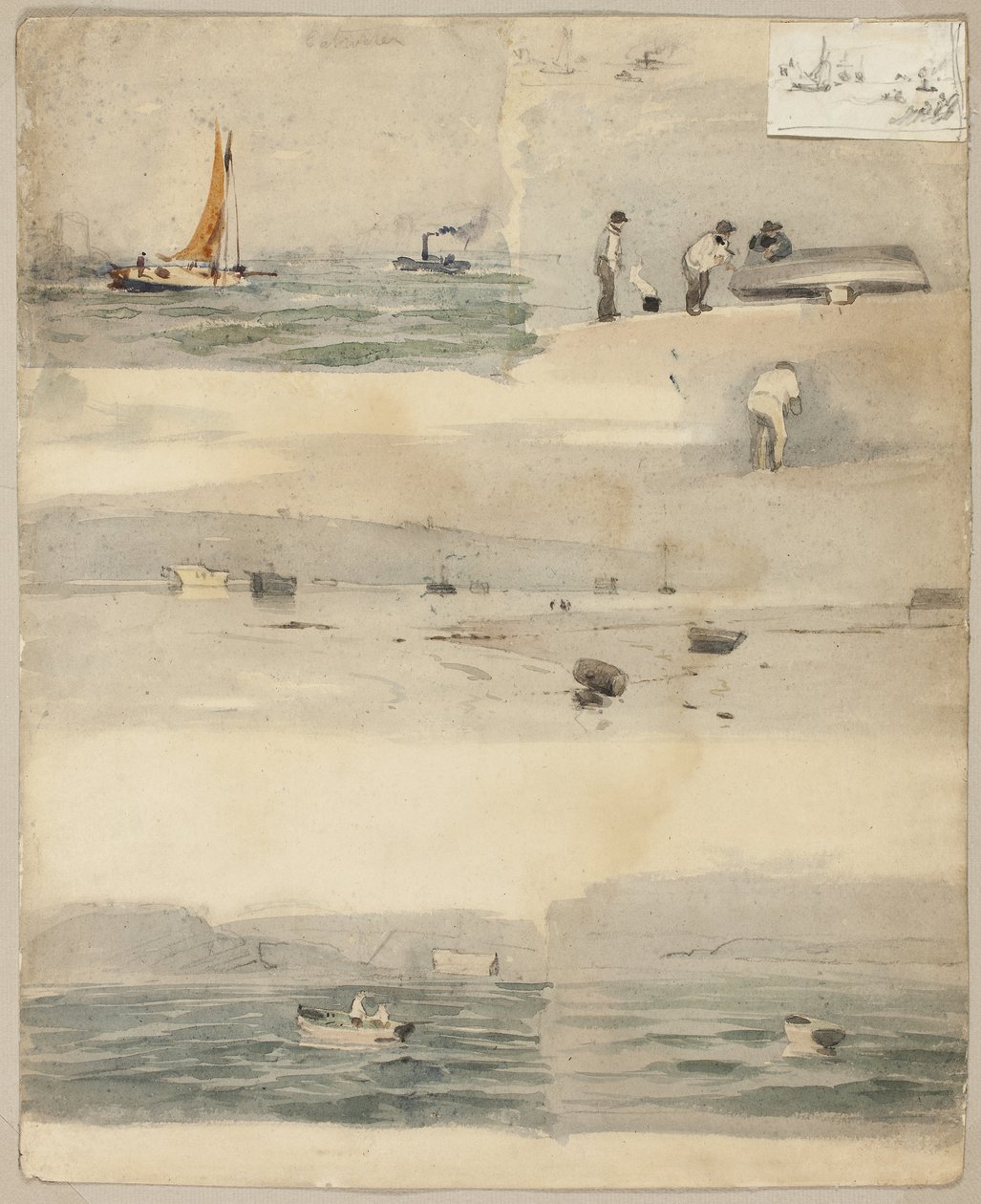 Przypisywane Édouardowi Manetowi - Szkice scen morskich (recto), 1852-83 autorstwa Édouard Manet