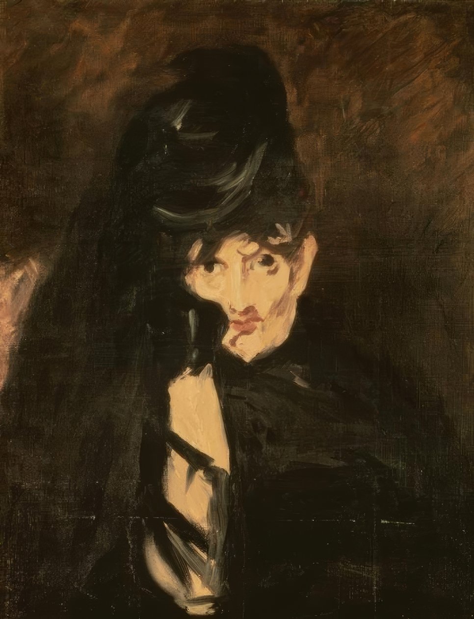 Berthe Morisot w żałobnym kapeluszu z długim welonem autorstwa Édouard Manet