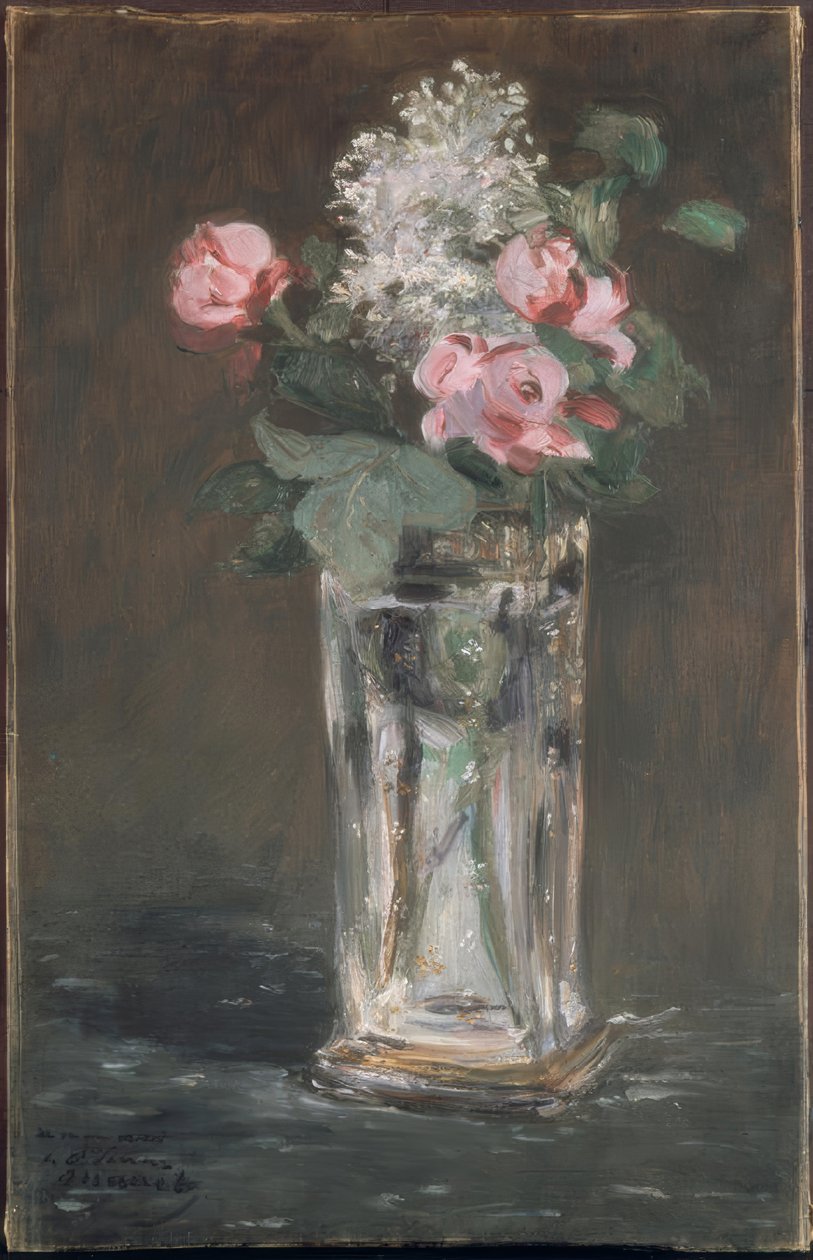 Kwiaty w kryształowym wazonie autorstwa Édouard Manet