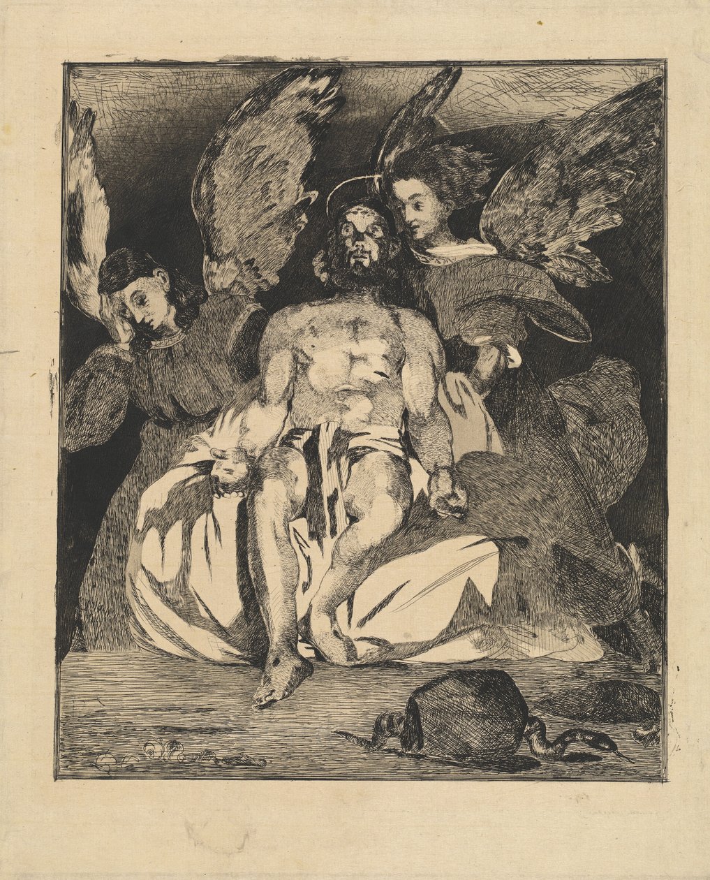 Martwy Chrystus z aniołami (Chrystus aux angs) autorstwa Édouard Manet