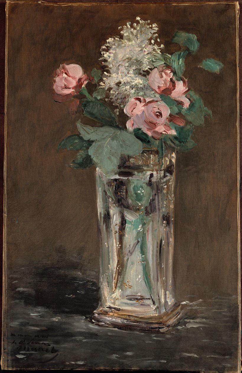 Kwiaty w kryształowym wazonie (olej na płótnie) autorstwa Édouard Manet