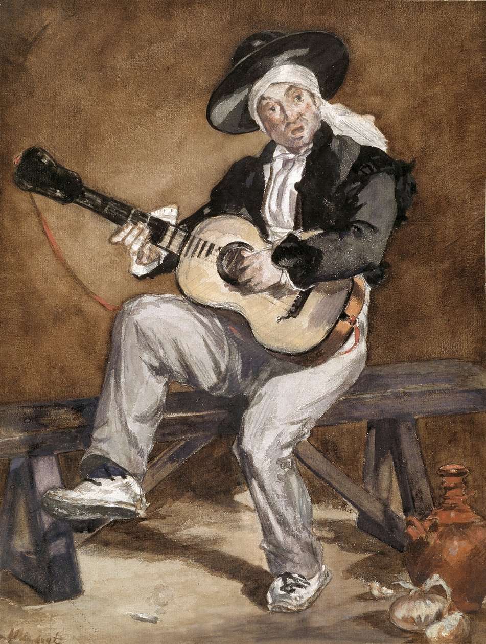 Francuski:  Le Chanteur espagnol Hiszpański piosenkarz autorstwa Édouard Manet