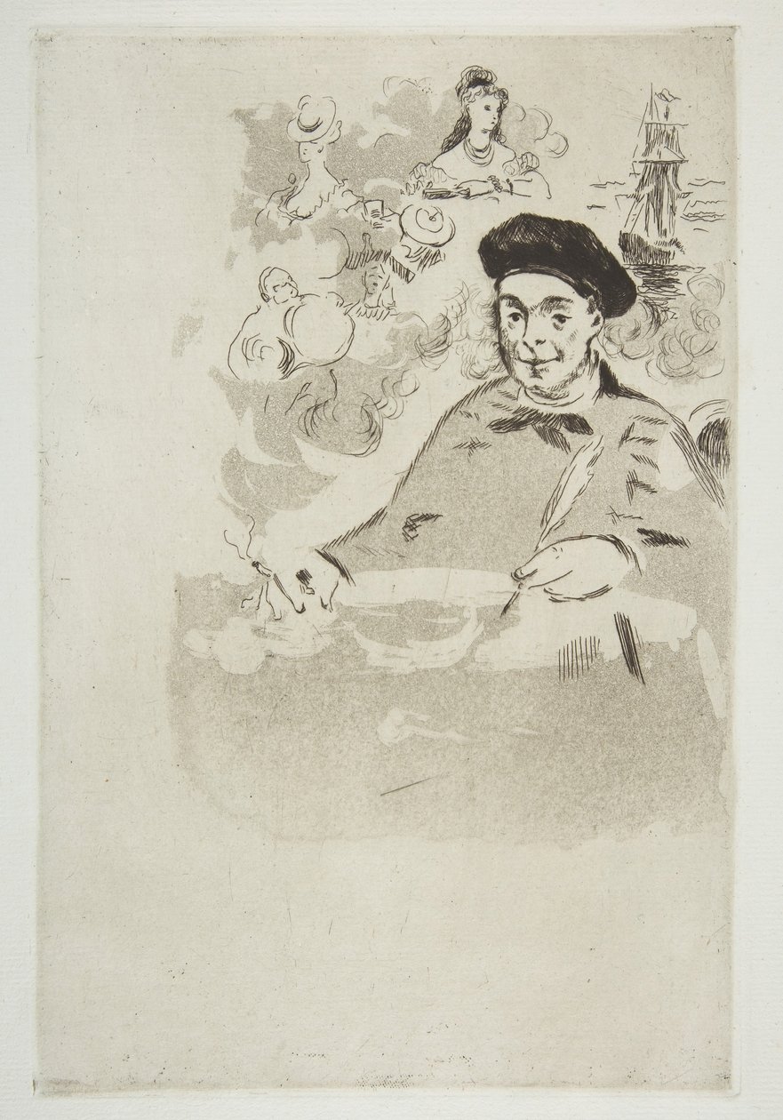 Frontyspis do wydania Les Ballades Théodore de Banville, 1874. autorstwa Édouard Manet