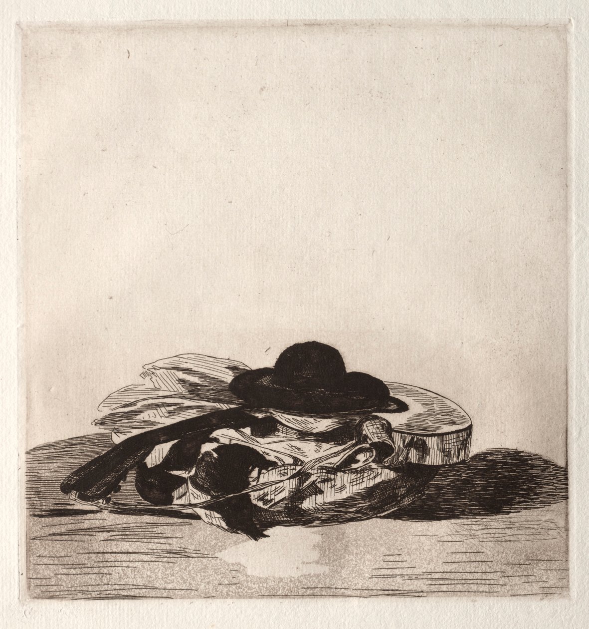 Frontyspis do edycji rycin: kapelusz i gitara, 1862. autorstwa Édouard Manet