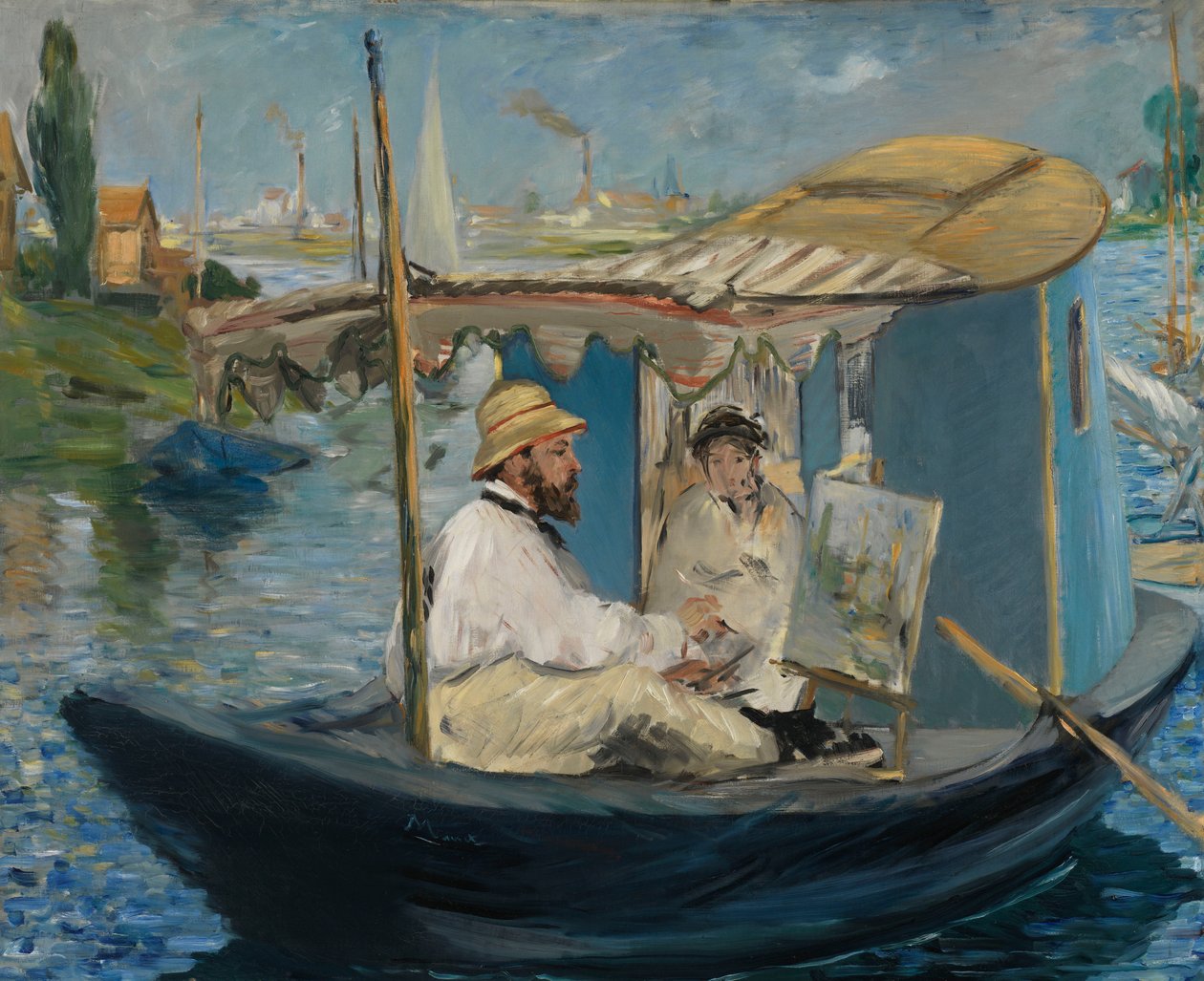 Die Barke Claude Monet malujący w swojej łodzi studyjnej autorstwa Édouard Manet