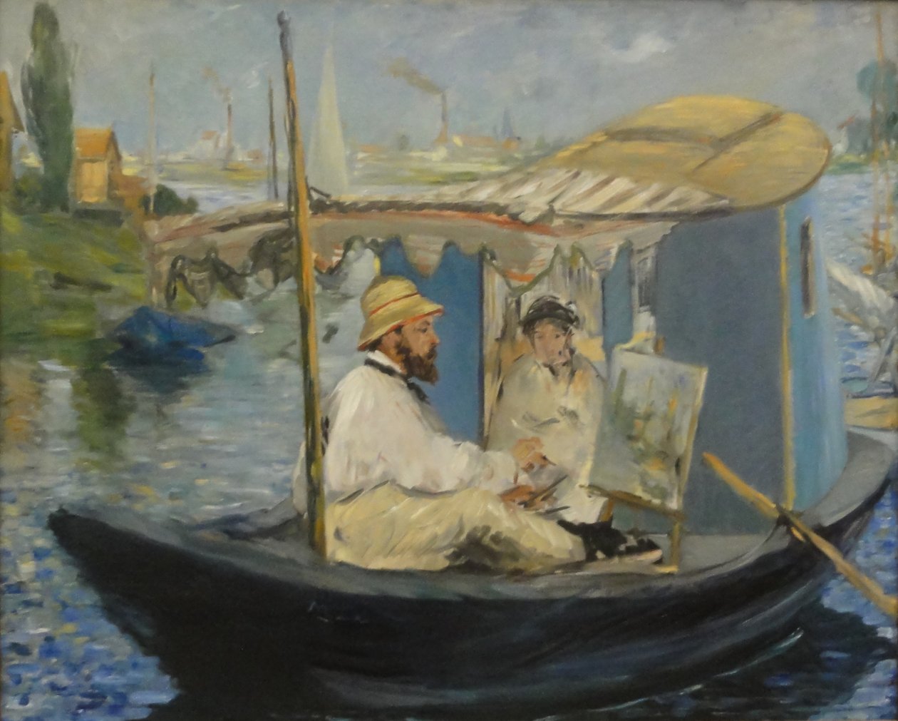 Die Barke Claude Monet malujący w swojej łodzi studyjnej autorstwa Édouard Manet