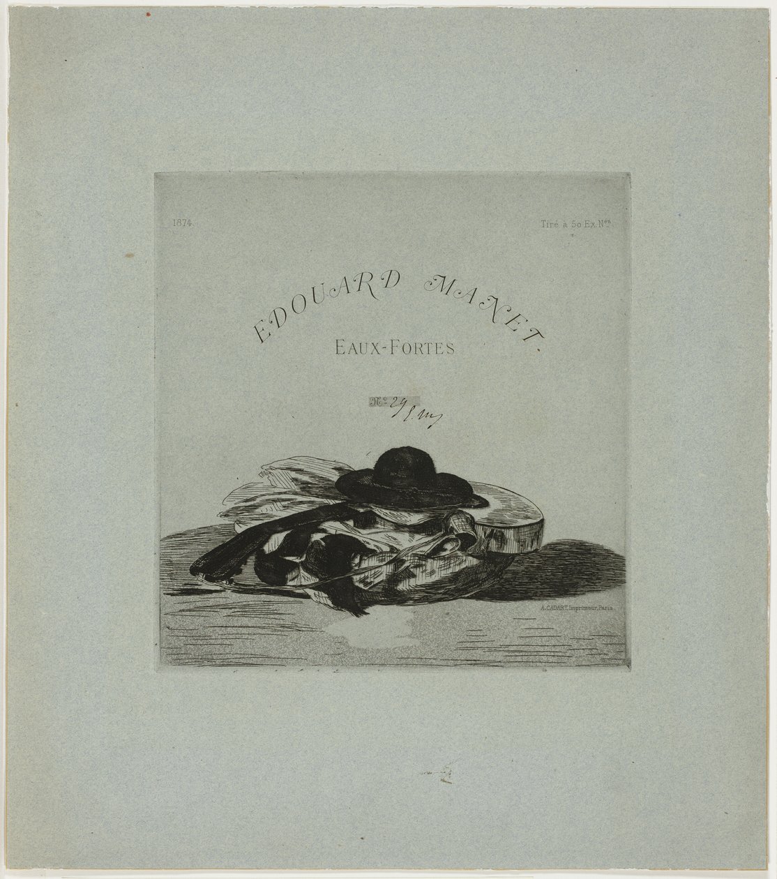 Kapelusz i gitara, frontispis do edycji czternastu akwafort autorstwa Édouard Manet