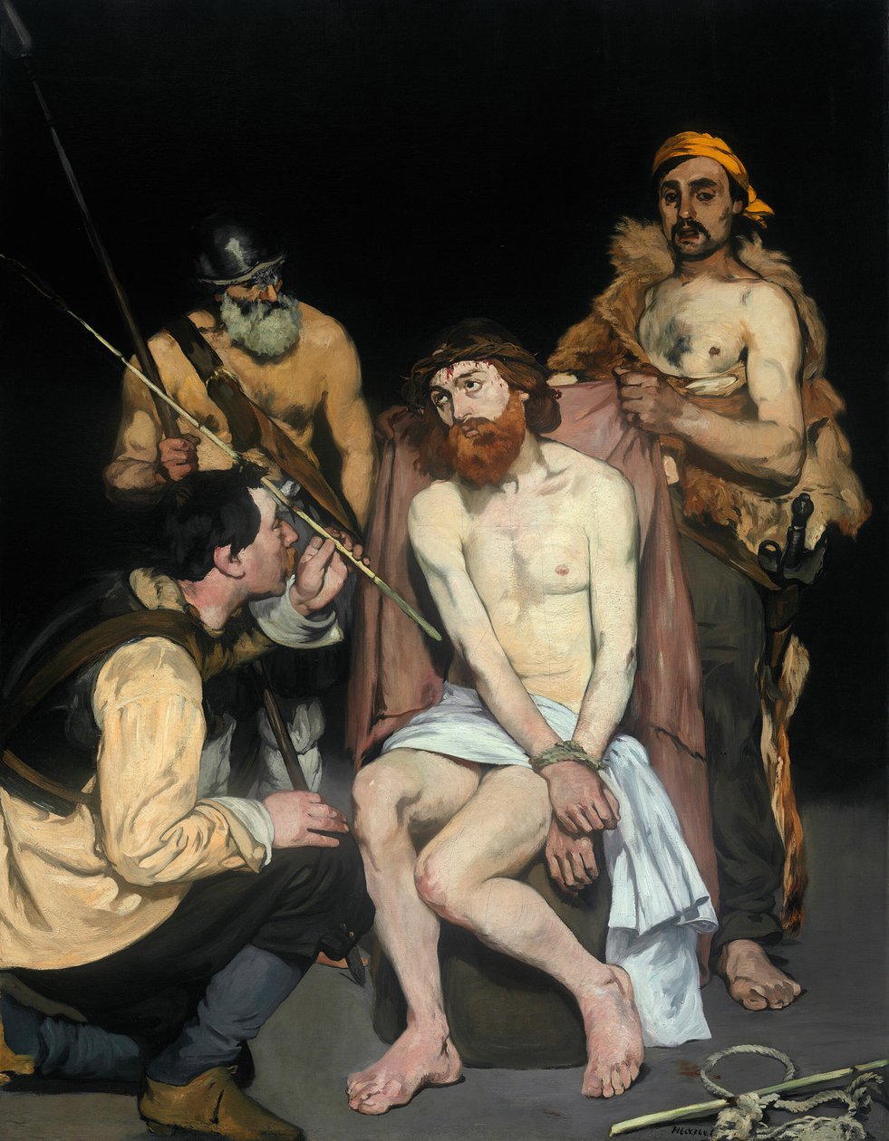 Jezus wyśmiewany przez żołnierzy, 1865. autorstwa Édouard Manet