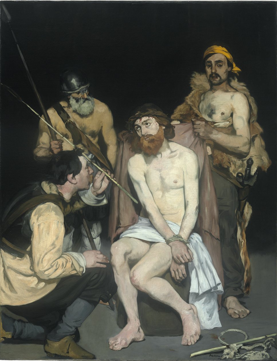 Jezus wyśmiewany przez żołnierzy, 1865 autorstwa Édouard Manet