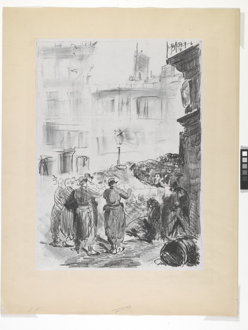 Barykada (litografia na chine colle) autorstwa Édouard Manet