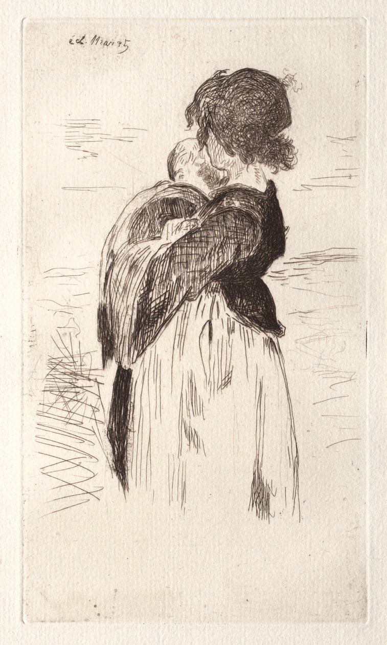 Mała dziewczynka trzymająca dziecko autorstwa Édouard Manet