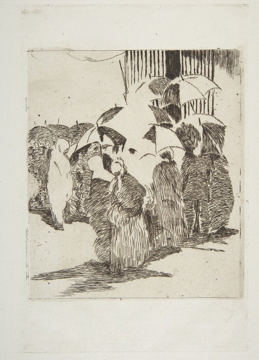 Linia przed sklepem mięsnym, 1870-71. autorstwa Édouard Manet