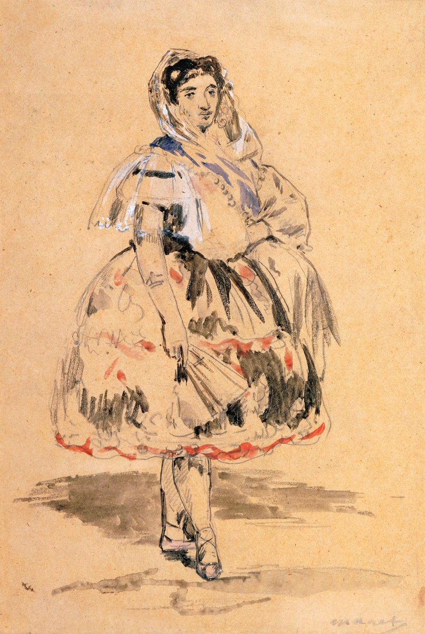 Lola z Walencji (rysunek miny z ołowiu, akwarela) autorstwa Édouard Manet