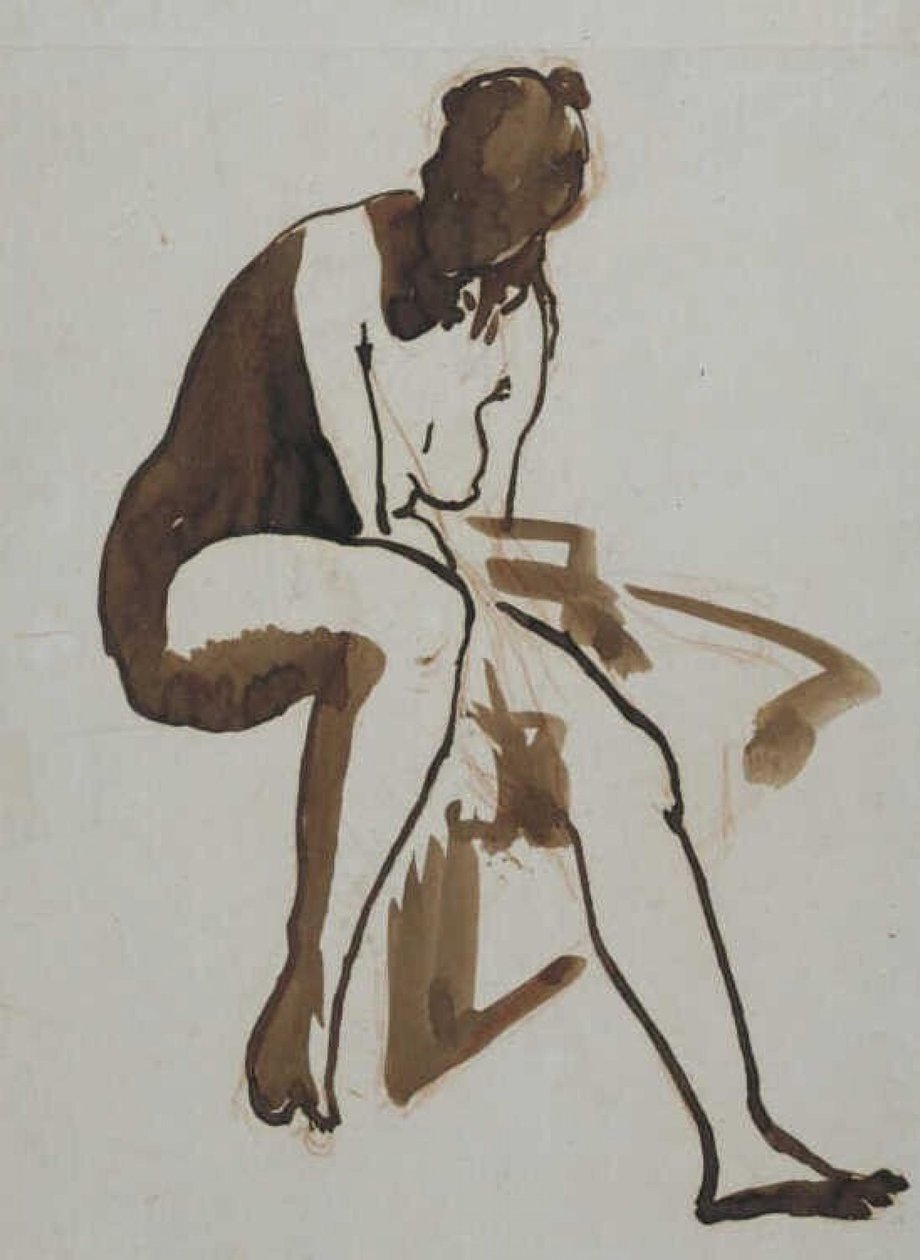 Manet - Kąpiący się w pozycji siedzącej, około 1858-1860 autorstwa Édouard Manet
