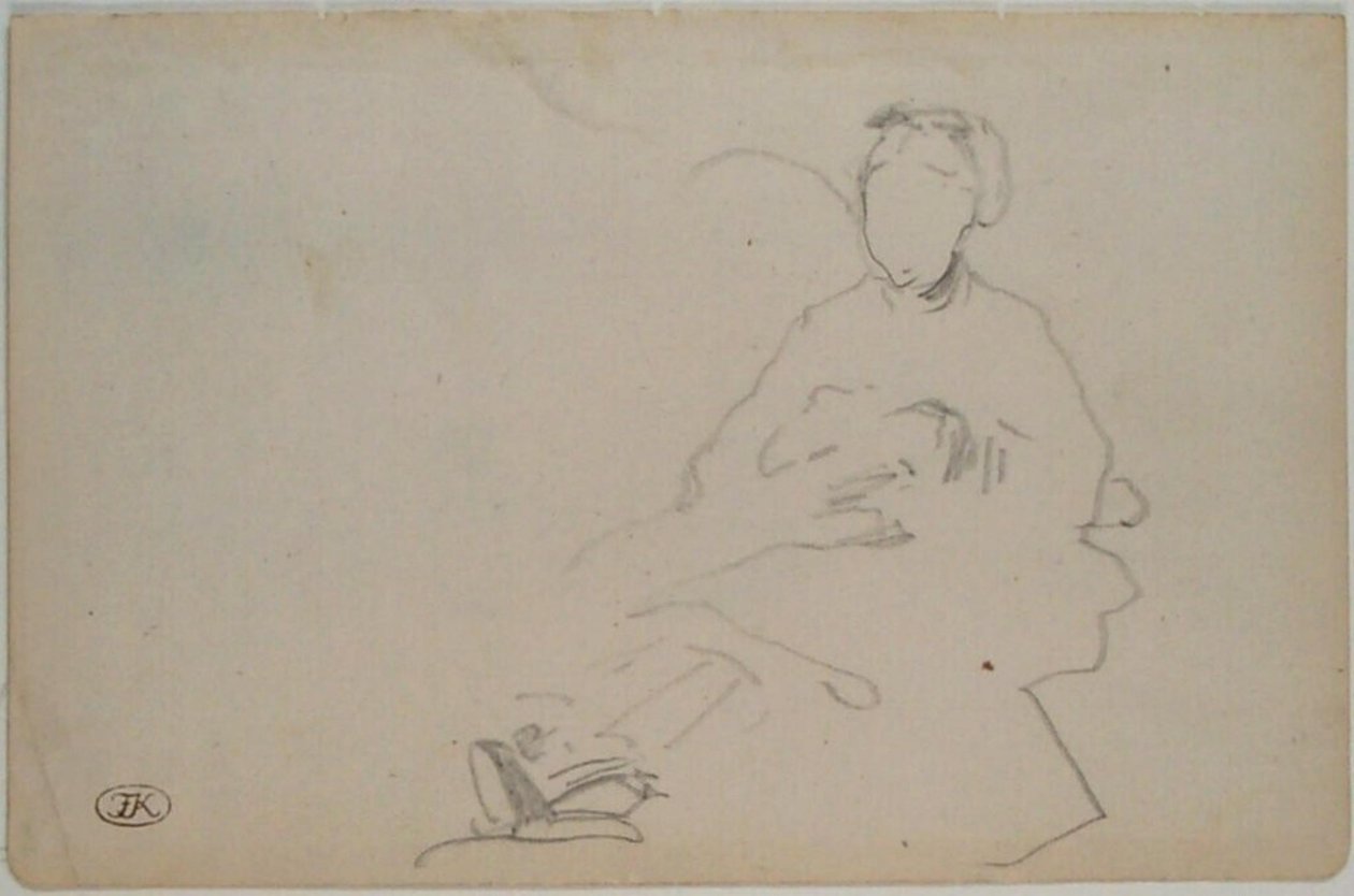 Manet - Szkic siedzącej kobiety (liść ze szkicownika), ok. 1864-1868 autorstwa Édouard Manet