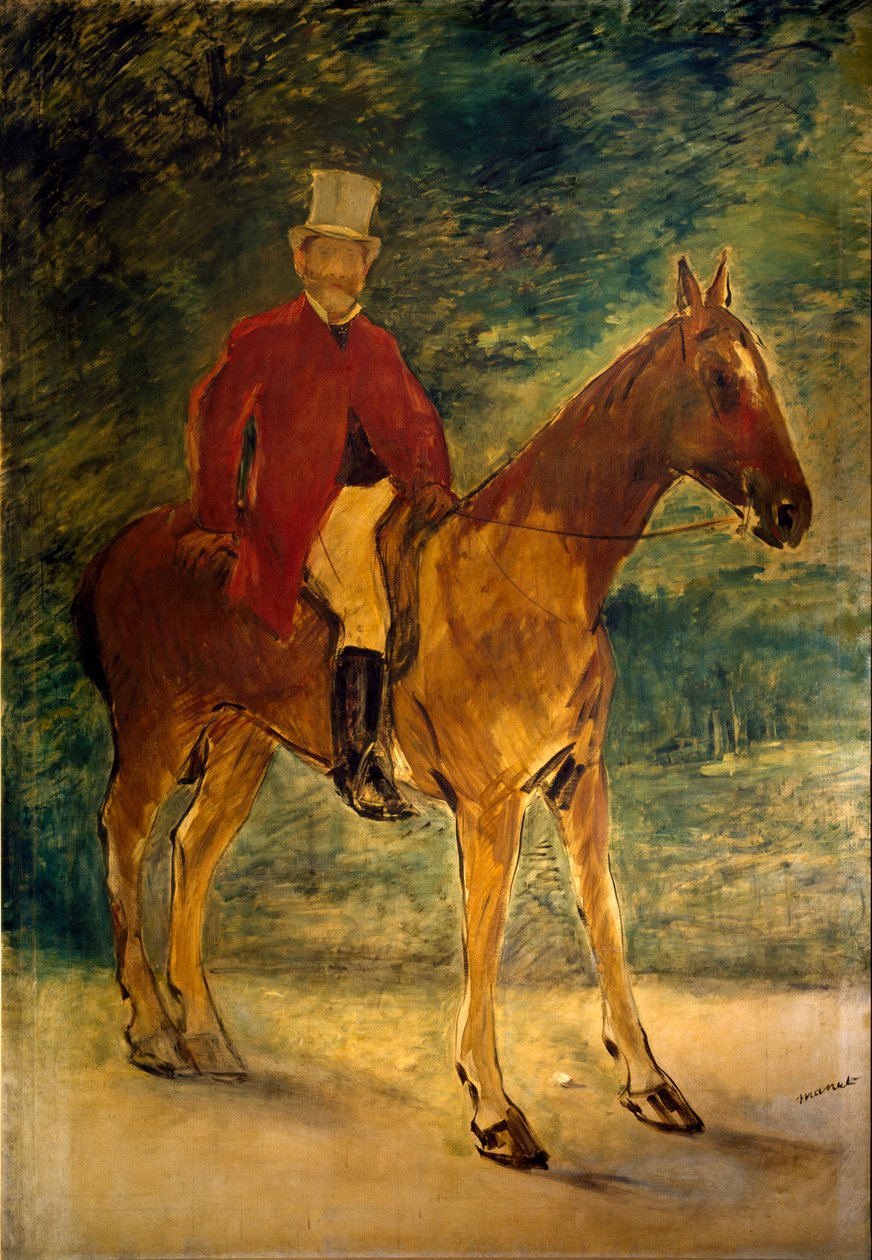 Monsieur Arnaud a Horseback Obraz Edouarda Maneta (1832-1883) 1875 Wymiary 154x225 cm Mediolan, Galleria dArte Moderna autorstwa Édouard Manet