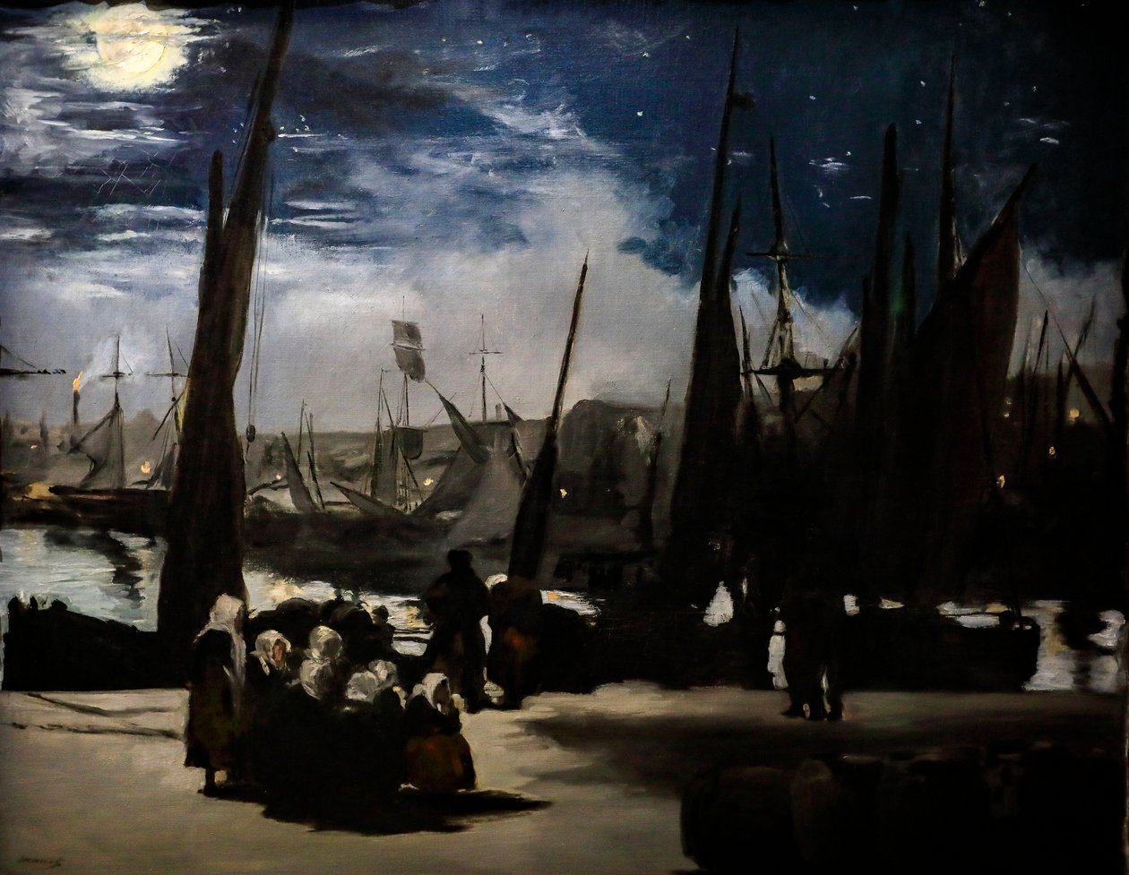 Światło księżyca w porcie Boulogne autorstwa Édouard Manet