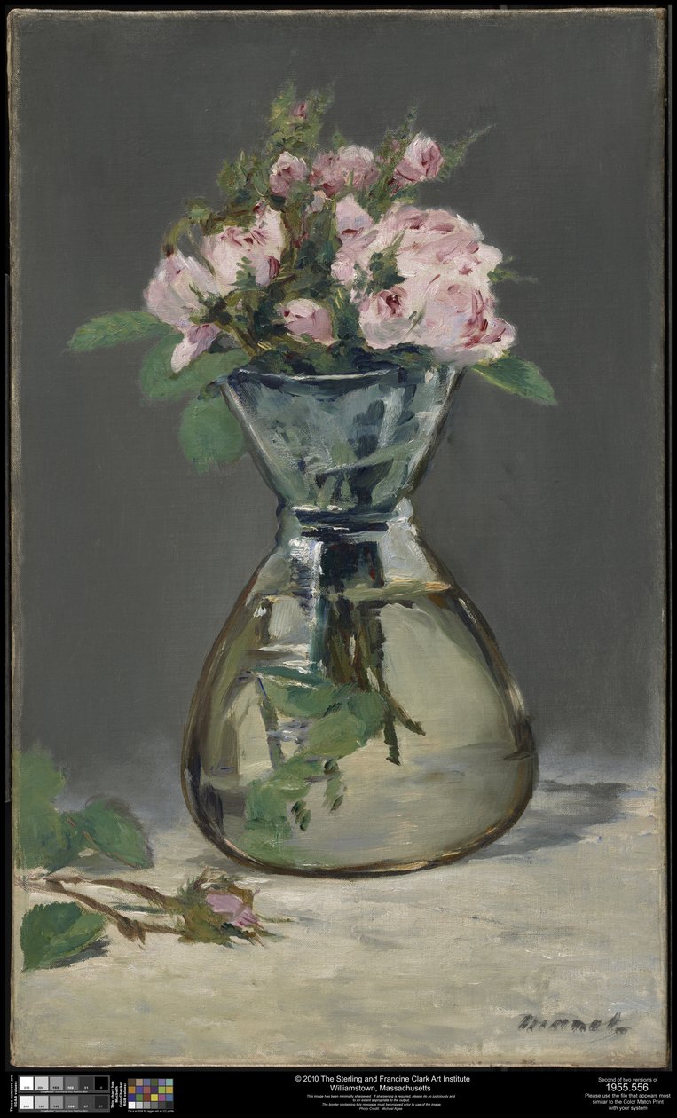 Róże mchowe w wazonie autorstwa Édouard Manet