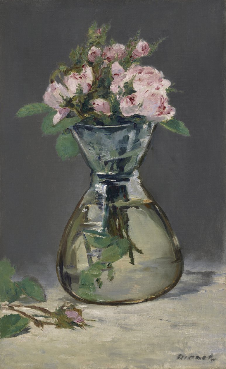 Róże z mchu w wazonie, 1882 autorstwa Édouard Manet