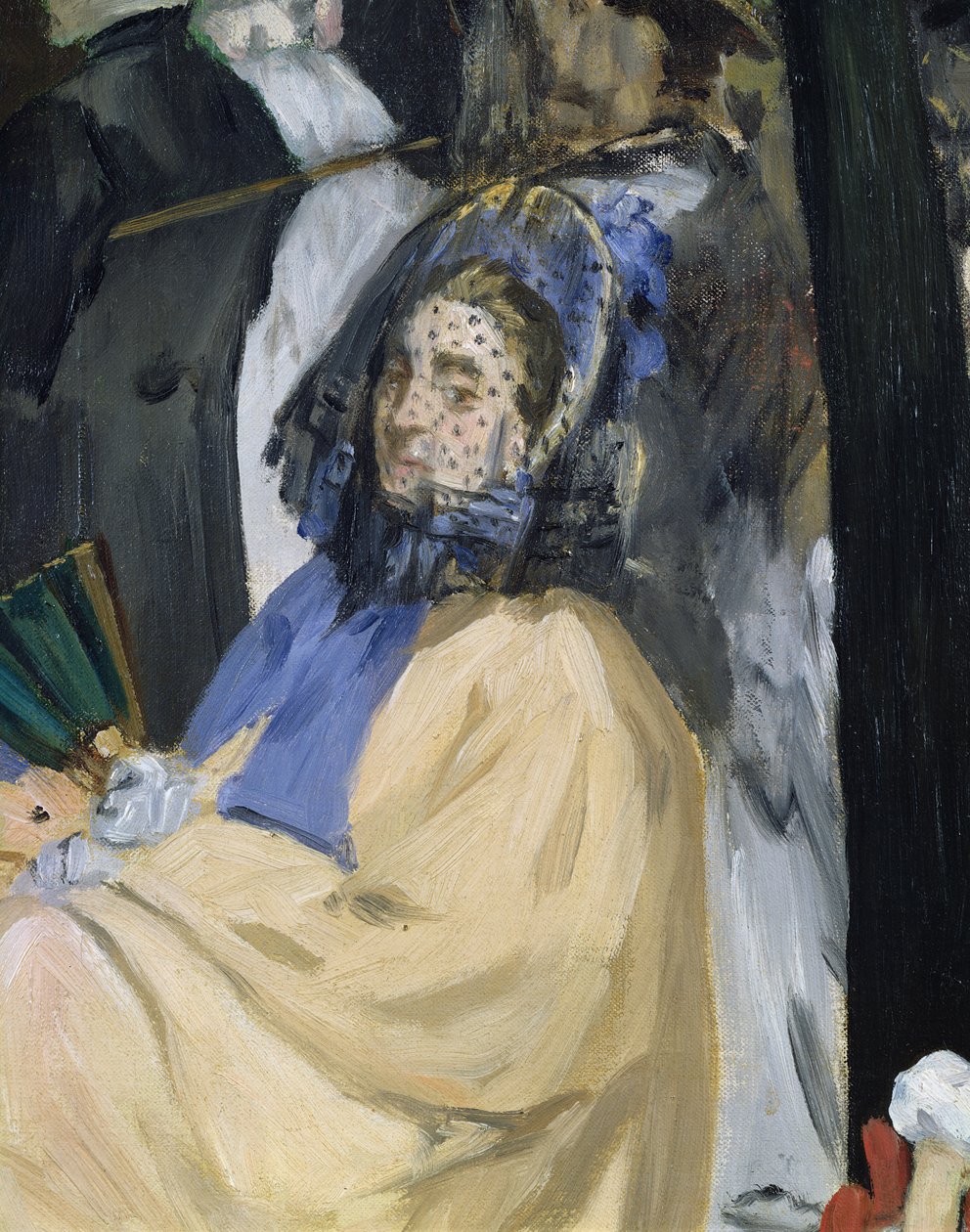 Muzyka w Ogrodach Tuileries, fragment kobiety w welonie, 1862 olej na płótnie, fragment 3351 autorstwa Édouard Manet