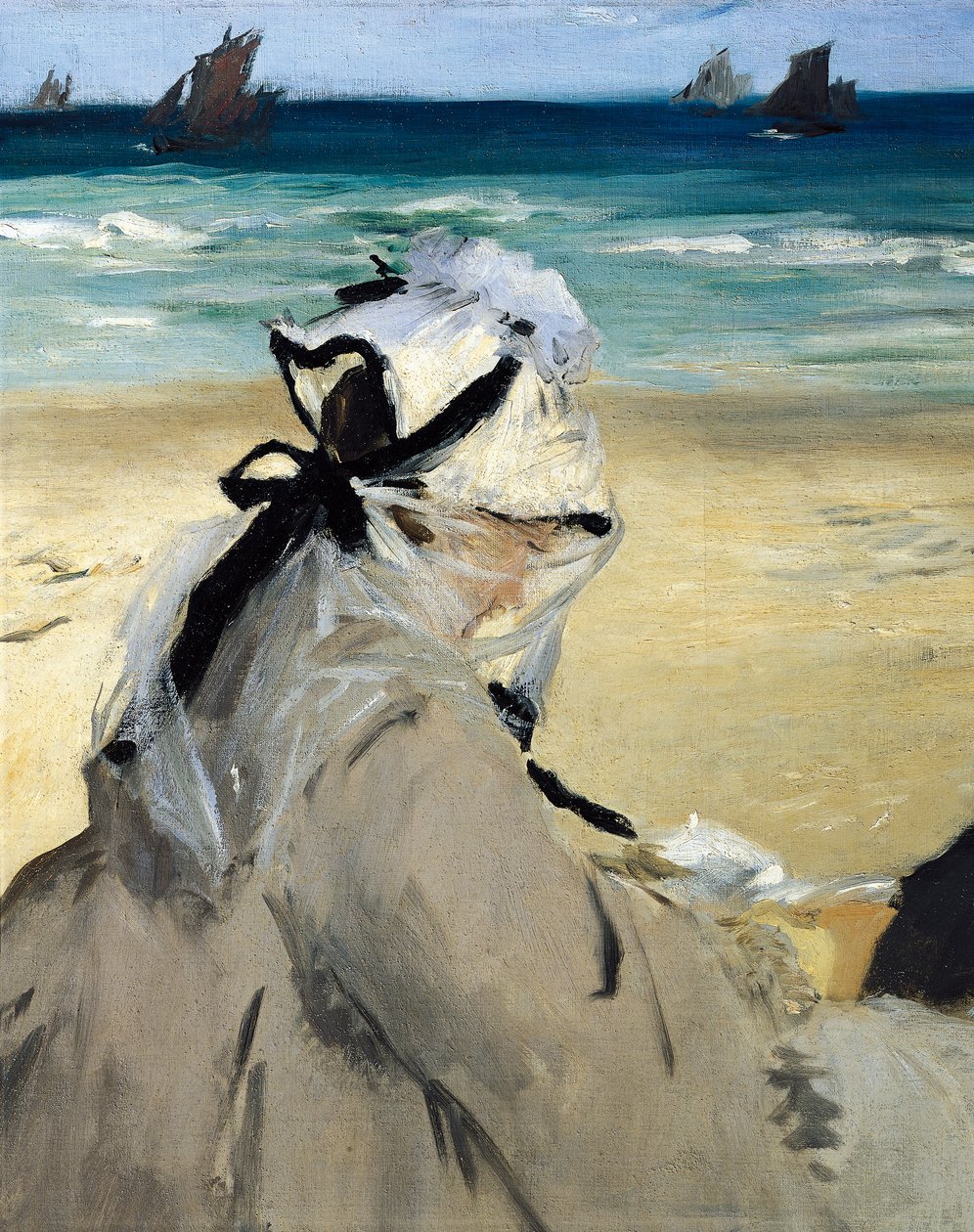 Na plaży, Edouard Manet, szczegół autorstwa Édouard Manet