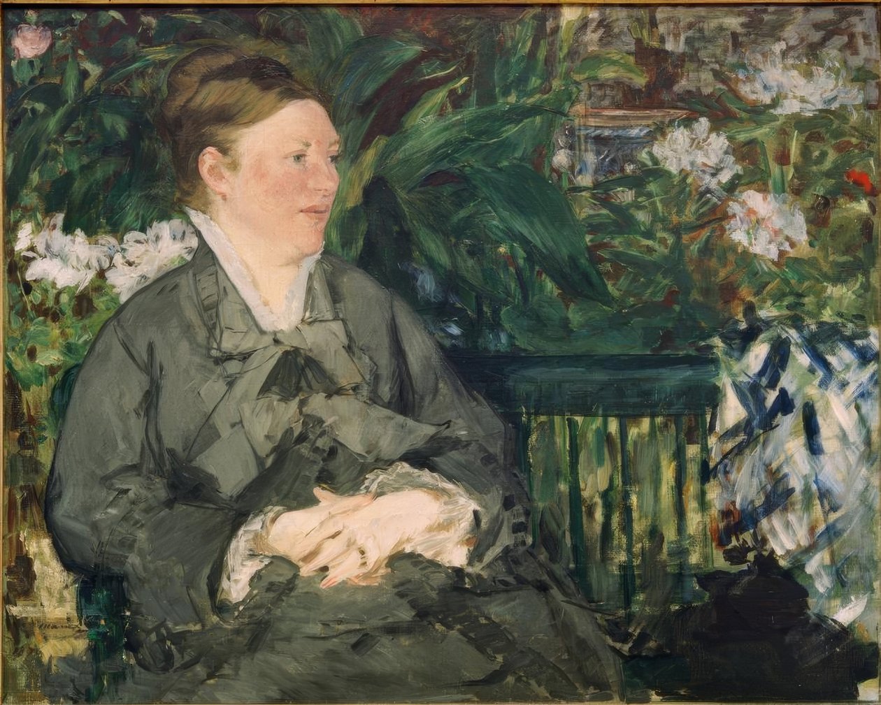 Portret Madame Manet w szklarni autorstwa Édouard Manet
