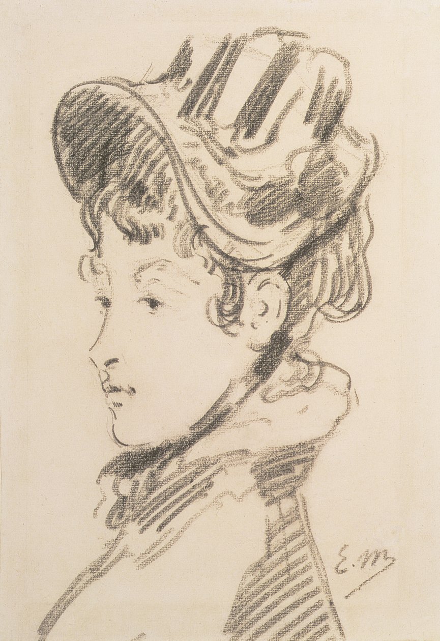 Portret Madame Jules Guillemet, ok. 1880 (czarna kreda) autorstwa Édouard Manet