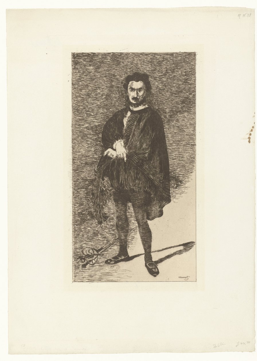 Portret van aktora Philibert Rouvière in de rol van Hamlet Rouvière jako Hamlet Tragiczny aktor autorstwa Édouard Manet