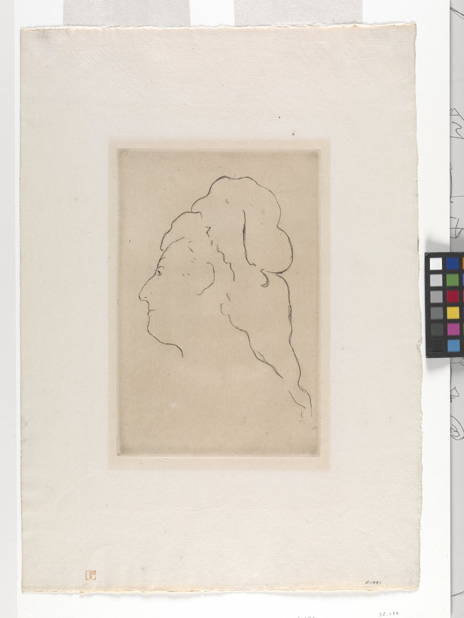 Profil Evy Gonzales zwrócony w lewo (akwaforta) autorstwa Édouard Manet