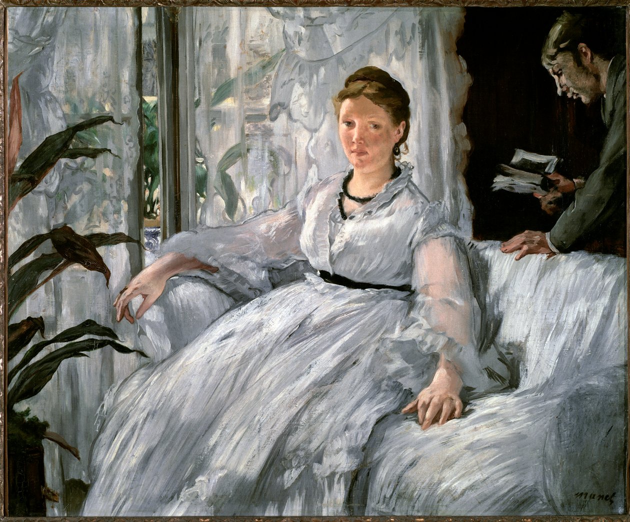 Czytanie. (Portrety Suzanne Manet i jej syna Leona Koelli-Leenhoff) - 1865. Olej na płótnie autorstwa Édouard Manet