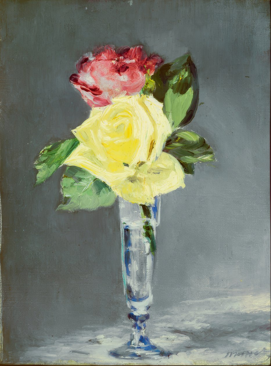 Róże w kieliszku szampana autorstwa Édouard Manet