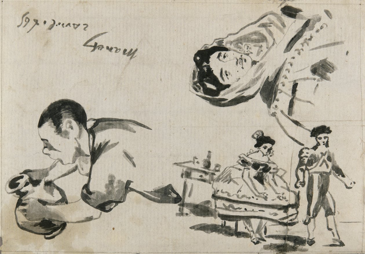 Szkice z „Cyganów”, „Baletu hiszpańskiego” i „Lola de Valence” do „L’Autographe au Salon de 1865” autorstwa Édouard Manet