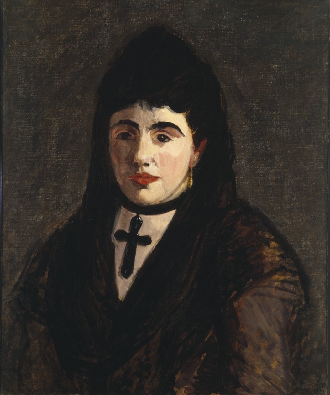 Hiszpanka nosząca czarny krzyż autorstwa Édouard Manet