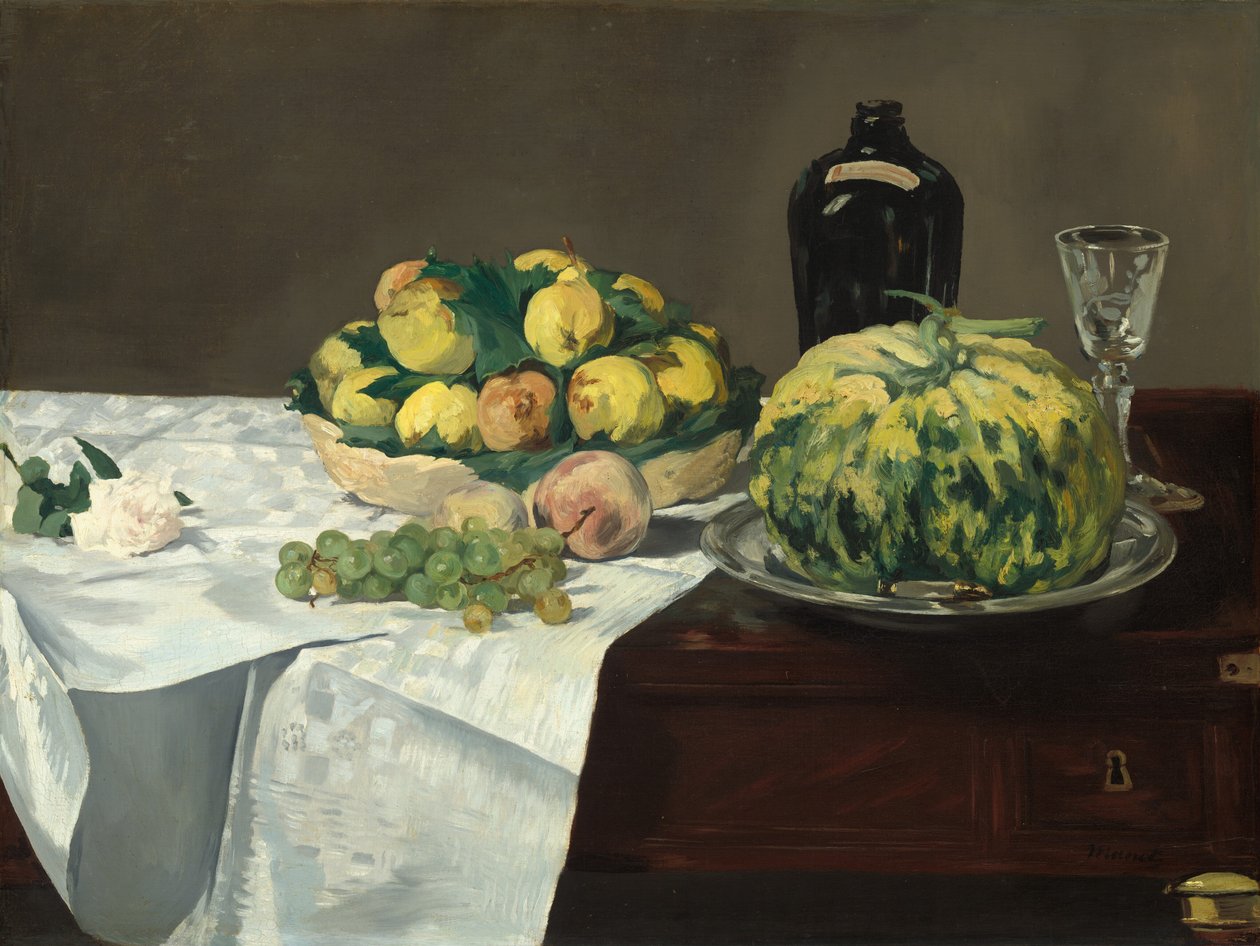 Martwa natura z melonem i brzoskwiniami autorstwa Édouard Manet