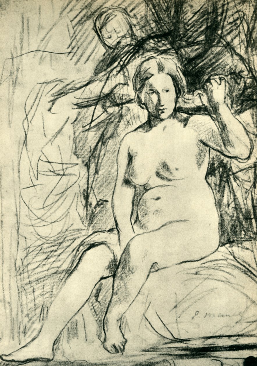 Studium siedzącej Nude La Toilette, 1858-1860, 1943. autorstwa Édouard Manet