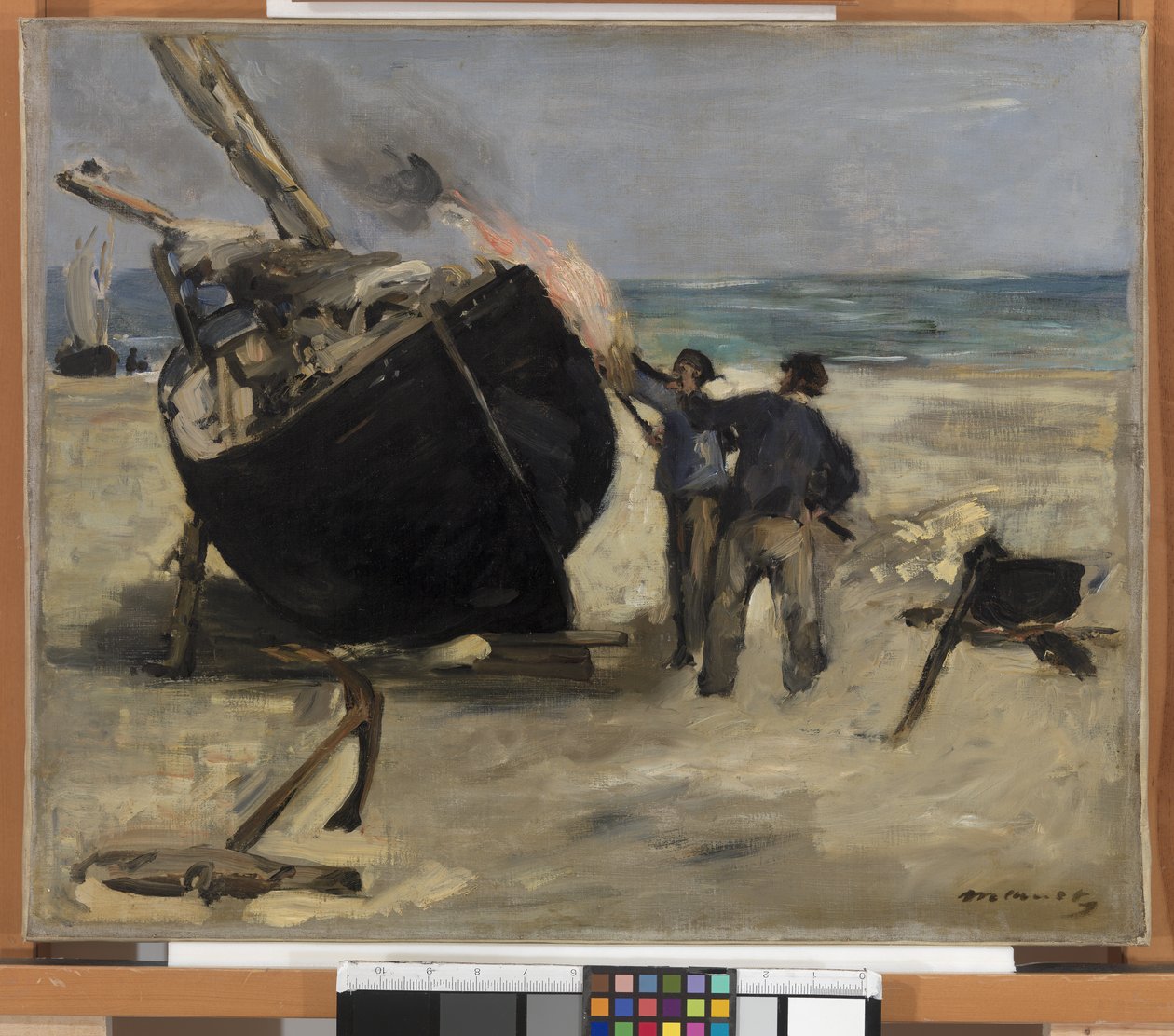 Smołowanie łodzi, 1873 autorstwa Édouard Manet