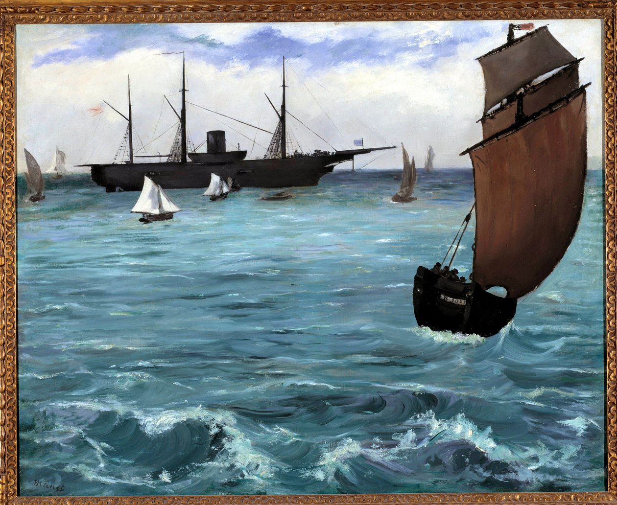 Amerykański statek Kearsarge ma obraz Boulogne sur mer autorstwa Edouarda Maneta (1832-1883) 1864. Zbiory prywatne autorstwa Édouard Manet